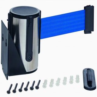 wall mounted retractable belt queue stand